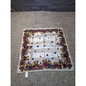 Liz Claiborne Scarf Teddy Bear Birthday Print Vintage Square Handkerchief